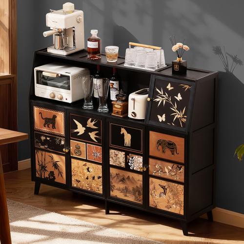 Moso Bamboo Multilayer Storage Cabinet dustproof Tole Paintng PC
