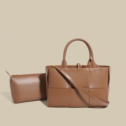 Microfiber PU Synthetic Leather & Cowhide Handbag large capacity & soft surface & attached with hanging strap Solid PC
