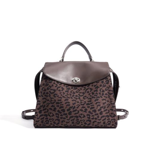 Cowhide & Cotton Load Reduction Backpack leopard coffee PC