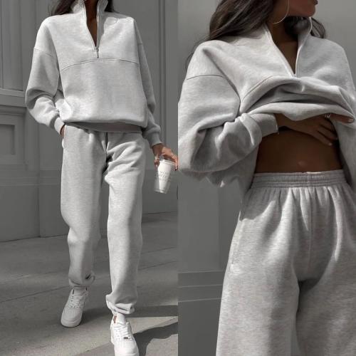 Poliéster Conjunto casual de las mujeres, Pantalones largos & Camisa de entrenamiento, Sólido, más colores para elegir, Conjunto