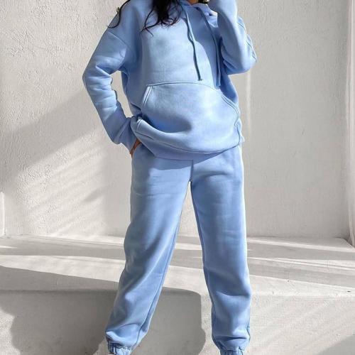 Poliéster Conjunto casual de las mujeres, Pantalones largos & Camisa de entrenamiento, Sólido, más colores para elegir, Conjunto