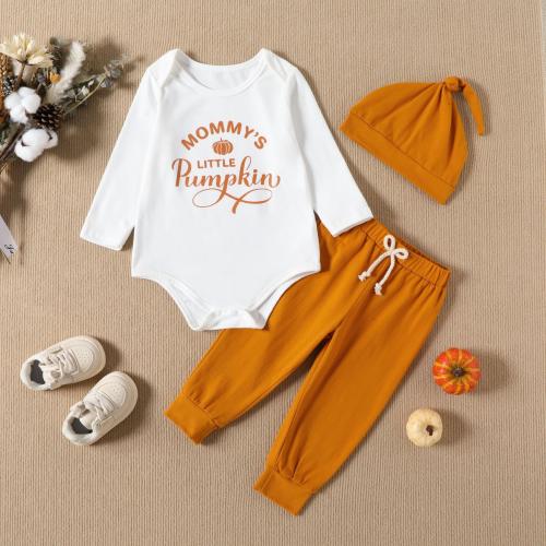 Polyester Children Clothes Set & three piece Crawling Baby Suit & Hat & Pants printed Others Set