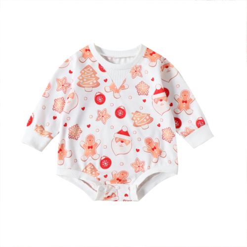 Cotton Christmas costume Crawling Baby Suit printed Others multi-colored PC