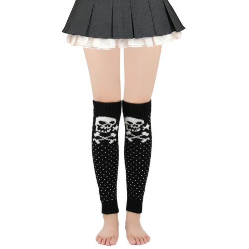 Acrylic Leg Warmer flexible & thermal printed skull pattern Pair