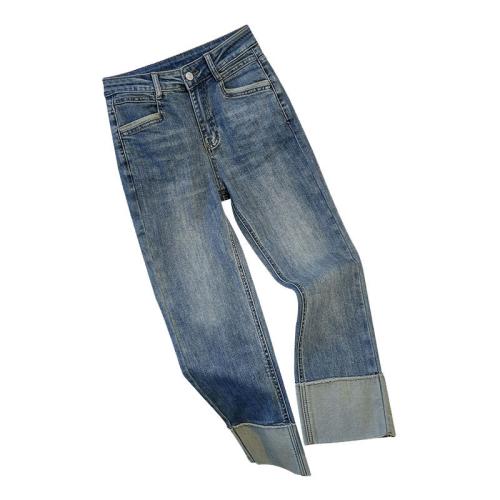 Cotton Slim & High Waist Women Jeans patchwork Solid PC