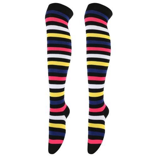 Polyester Women Knee Socks flexible & thermal striped Pair