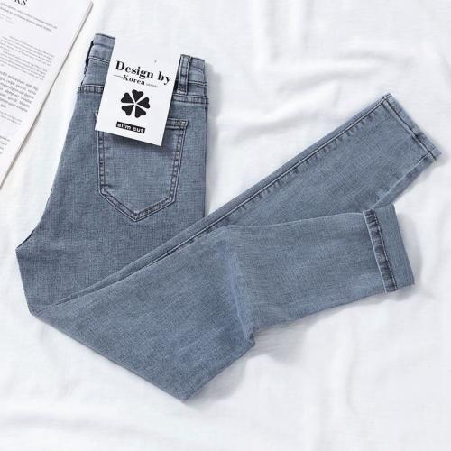 Cotton Slim & High Waist Women Jeans patchwork Solid PC