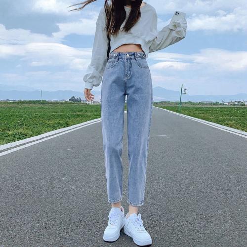 Cotton Slim & High Waist Women Jeans patchwork Solid PC