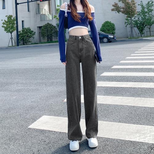 Cotton Slim & High Waist Women Jeans patchwork Solid blue PC
