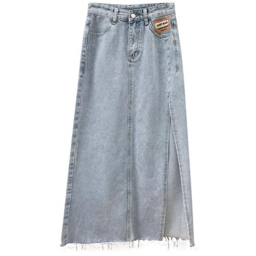 Mezclilla Falda Maxi, labor de retazos, Otros, más colores para elegir, trozo