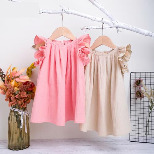 Cotton Slim Girl One-piece Dress patchwork Solid PC