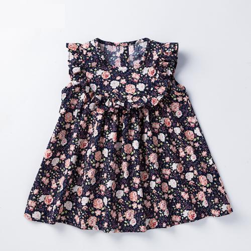 Cotton Slim Girl One-piece Dress printed floral PC