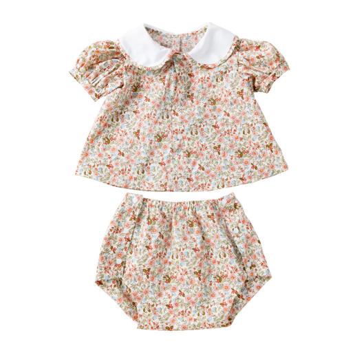 Cotton Slim Girl Clothes Set & two piece Pants & top printed shivering multi-colored Set