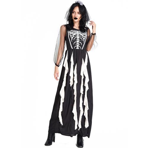 Spandex Women Vampire Costume two piece hair accessories & dress Solid black Set