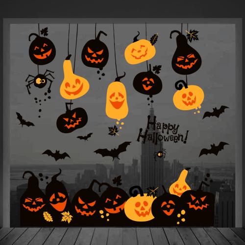 PVC dampproof & Waterproof Wall Stickers Halloween Design printed Pumpkin Pattern PC