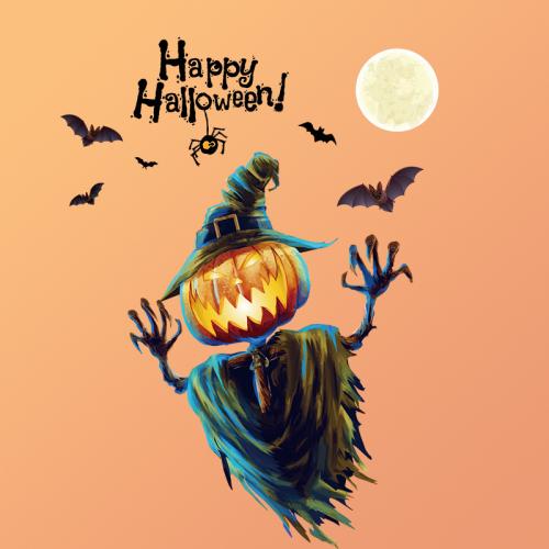 PVC dampproof & Waterproof Wall Stickers Halloween Design printed Pumpkin Pattern PC