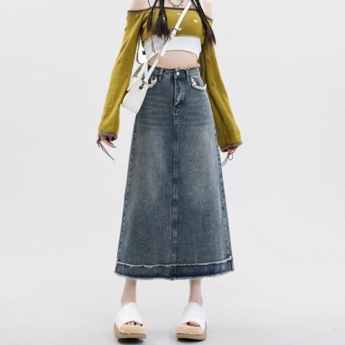 Algodón Falda Maxi, labor de retazos, Sólido, azul, trozo