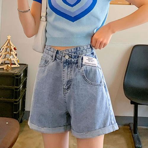 Cotton Slim Women Jeans patchwork Solid blue PC