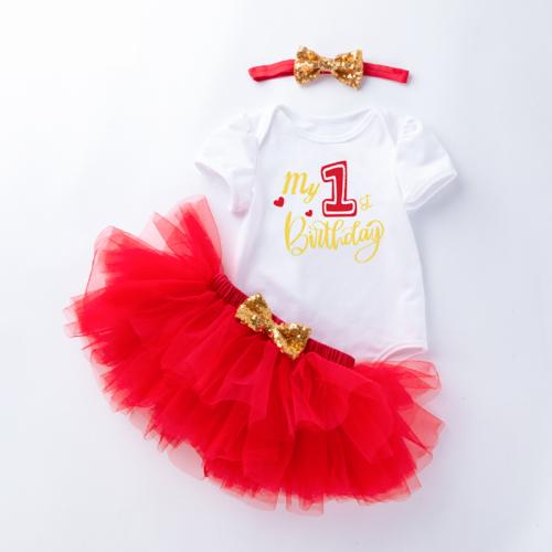 Cotton High Waist Girl Clothes Set & three piece Hair Band & skirt & top patchwork Others Set