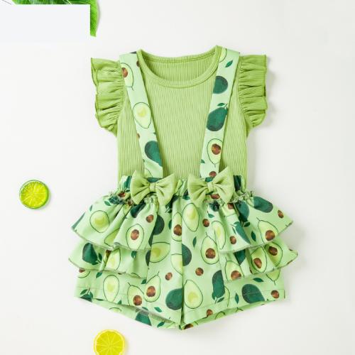 Cotton High Waist Girl Clothes Set & two piece Pants & top patchwork Others Set
