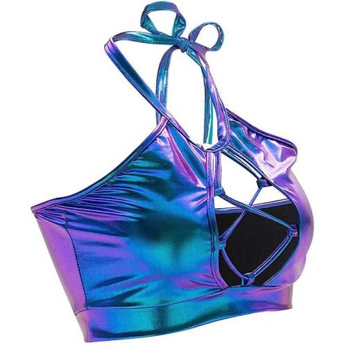 Polyester Camisole & skinny & hollow blue PC