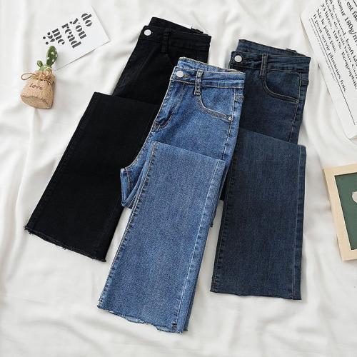 Cotton Slim & High Waist Women Jeans patchwork Solid PC