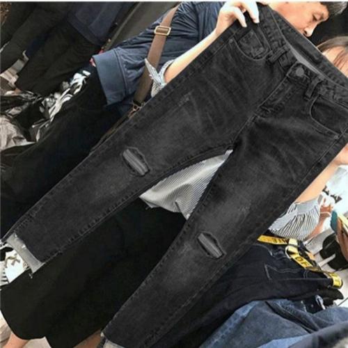 Cotton Slim & High Waist Women Jeans patchwork Solid PC