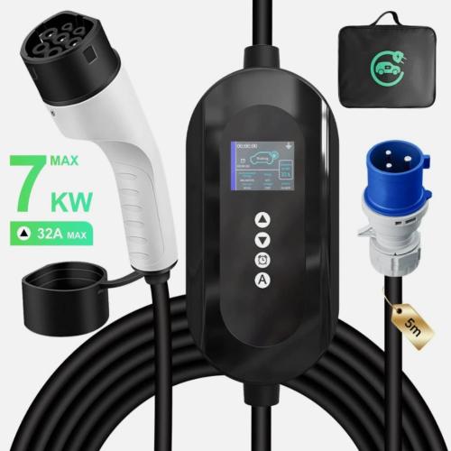 7KW 32AMP EV Type 2 Portable UK Plug Electric Vehicle Car Charger