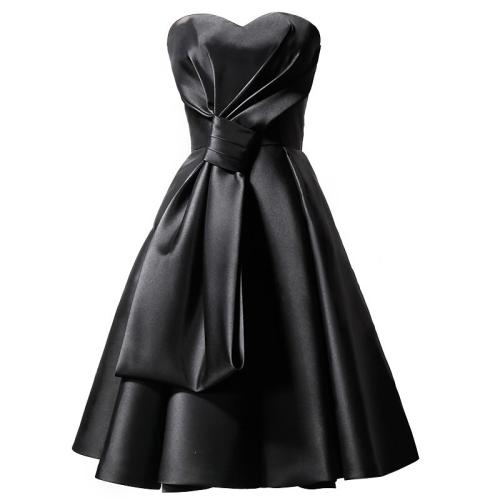 Polyester Robe de soirée courte Solide Noir pièce