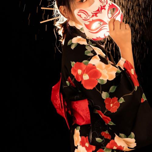 Polyester Kimono kostuum set Afgedrukt veelkleurig : stuk