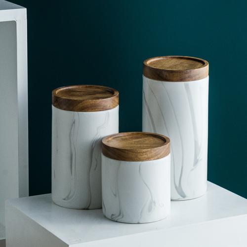 Ceramics dampproof Tea Caddies tight seal Marbling PC
