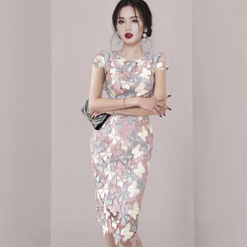 Lace Sexy Sheath Dress slimming patchwork butterfly pattern PC