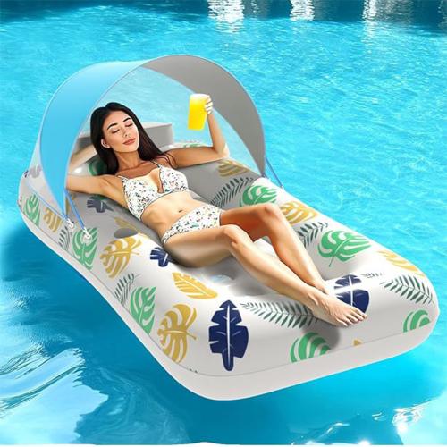 PVC Inflatable & foldable Floating Bed portable printed leaf pattern multi-colored PC