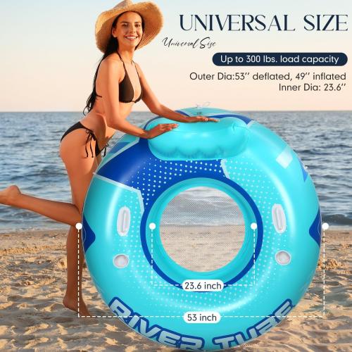 PVC Inflatable & foldable Inflatable Horse Swimming Ring portable & thickening printed letter blue PC