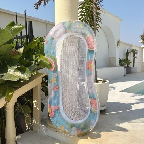 PVC Inflatable & foldable Floating Bed portable printed fruit pattern PC