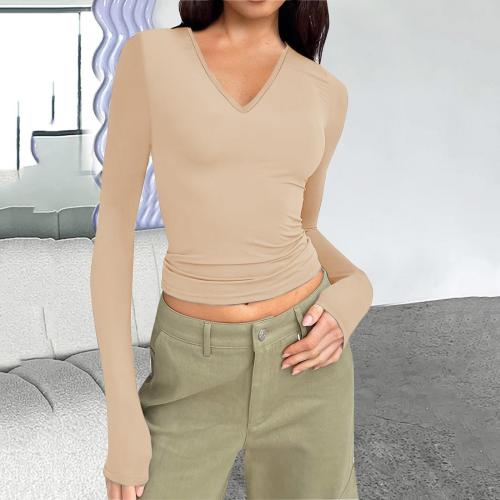 Polyester T-shirt femme à manches longues Solide plus de couleurs pour le choix pièce