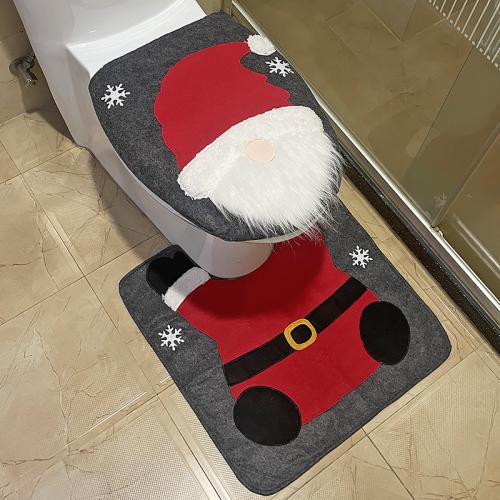 Lijm gebonden stof Nightstool Cover en Mat Kerstman Rode Instellen