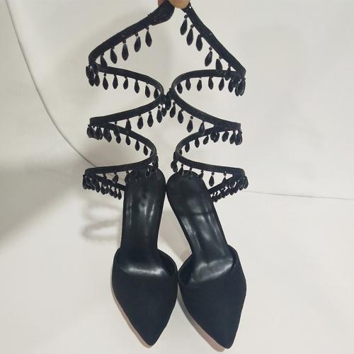 Suede Stiletto High-Heeled Shoes & with rhinestone Pair