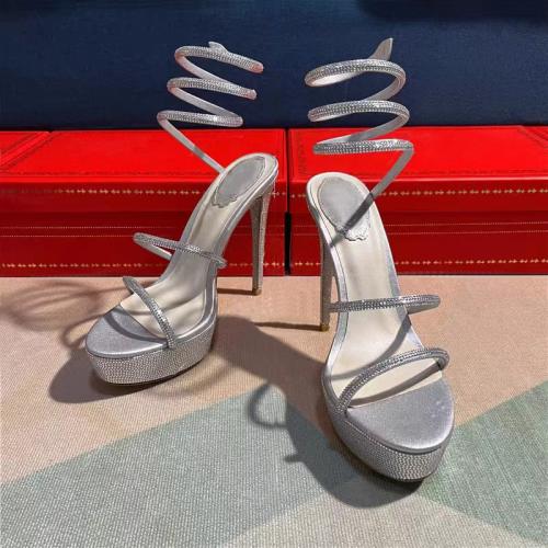 Silk Stiletto High-Heeled Shoes & with rhinestone Pair