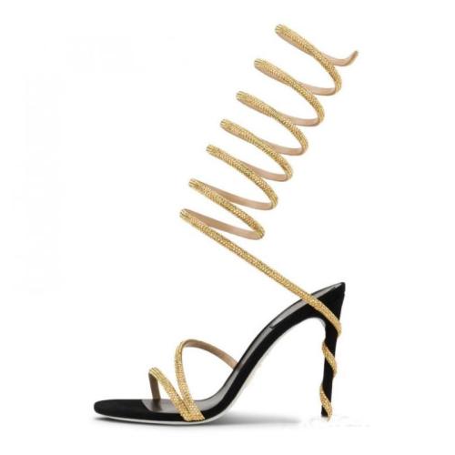 Suede Stiletto High-Heeled Shoes & with rhinestone Pair