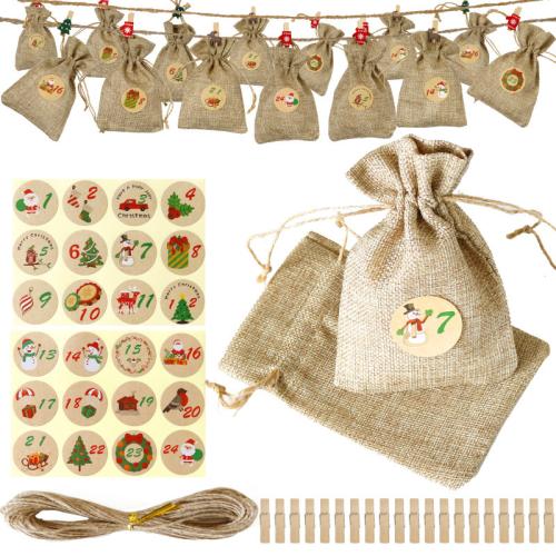 Lin & Corde de chanvre & Papier Sac cadeau de Noël motif mixte plus de couleurs pour le choix Beaucoup