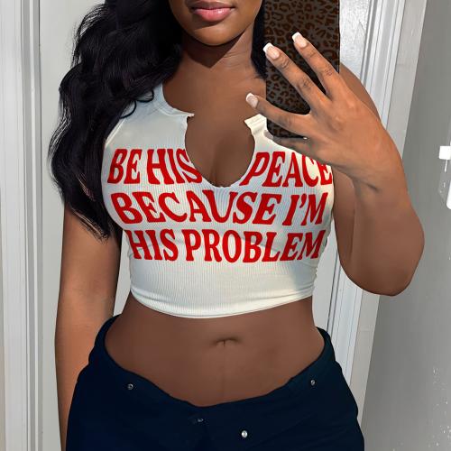 Polyester Women Short Sleeve Blouses midriff-baring & deep V & skinny printed PC