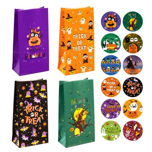 Papel Bolsa de dulces de Halloween, patrón mixto, más colores para elegir, Conjunto