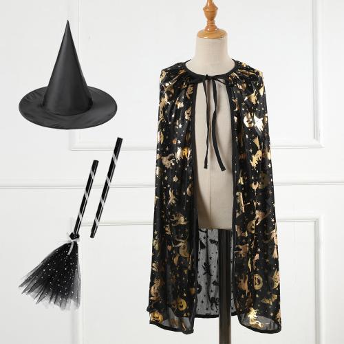 Polyester Children Witch Costume Halloween Design & three piece & loose hat printed Set