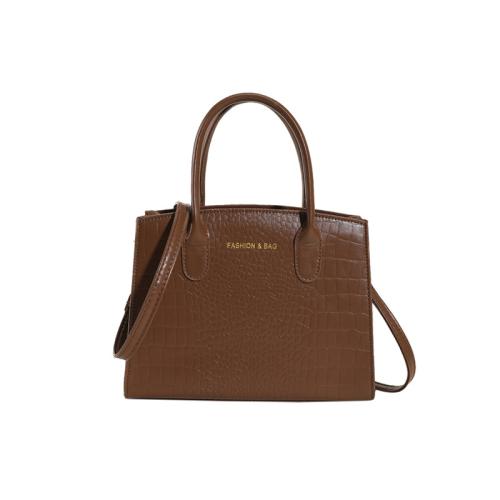PU Leather Handbag soft surface & attached with hanging strap crocodile grain PC