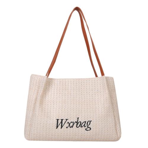 PU Leather Tote Bag & Weave Shoulder Bag large capacity & soft surface letter PC