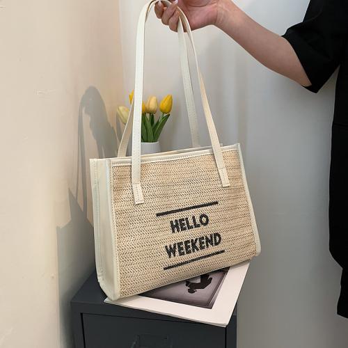Straw Tote Bag Shoulder Bag large capacity & soft surface letter PC