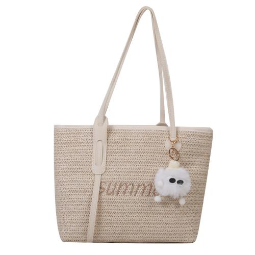Straw Tote Bag Shoulder Bag large capacity & soft surface Solid PC