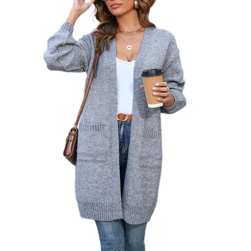 Acrylique Femmes Long Cardigan Patchwork Solide plus de couleurs pour le choix pièce