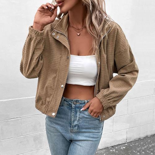 Spandex & Polyester Women Coat Solid brown PC